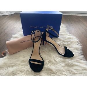 Stuart Weitzman Black Ankle Strap Heels, Nunakedstraight